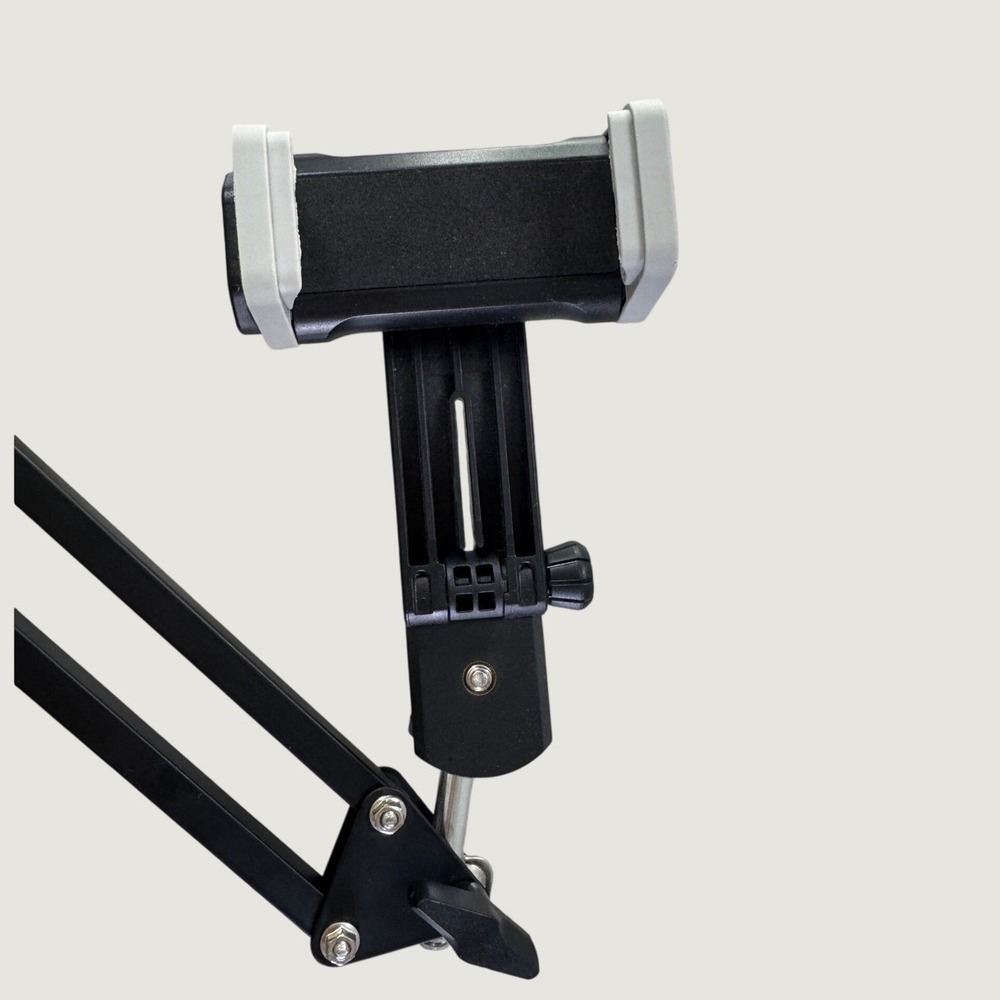 LED Ring Light with Scissor Arm Stand Phone Holder Desktop C-Clamp Mount Black - Picture 2 of 10